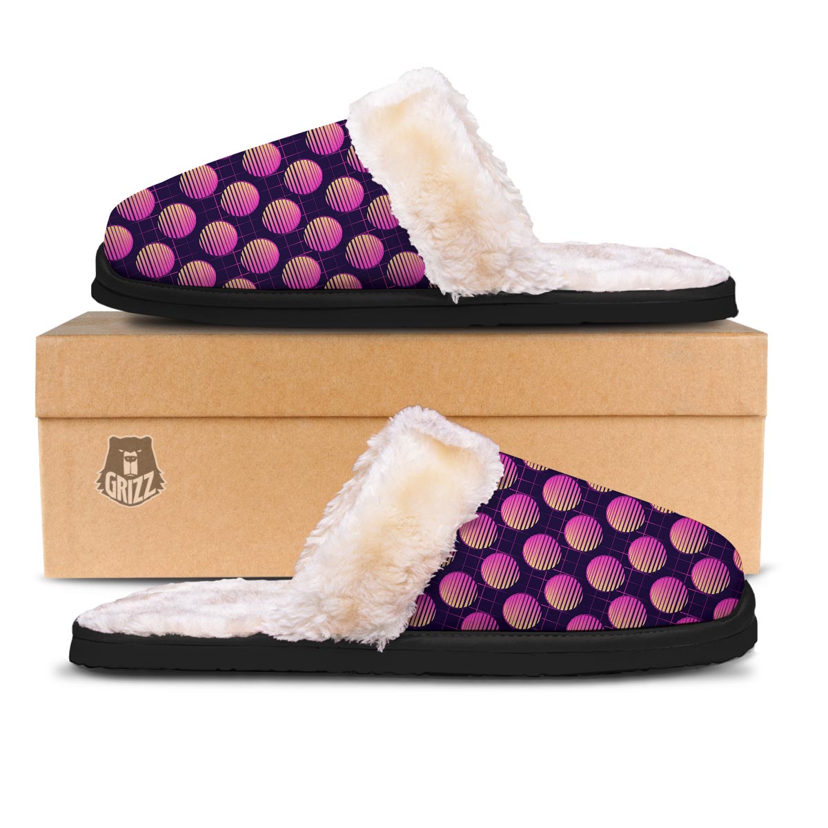 Sunset Retrowave Print Pattern Slippers-grizzshop