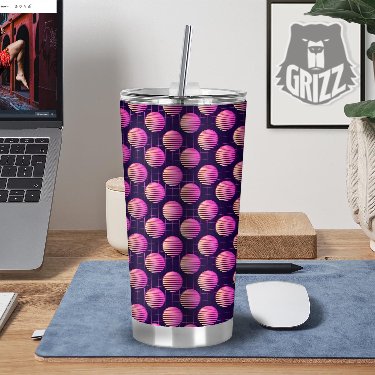 Sunset Retrowave Print Pattern Tumbler-grizzshop