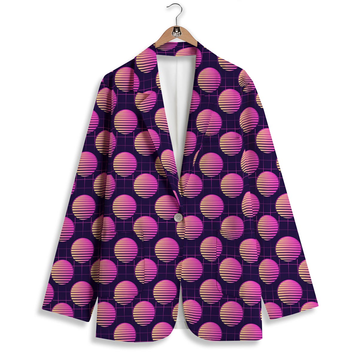 Sunset Retrowave Print Pattern Women's Blazer-grizzshop