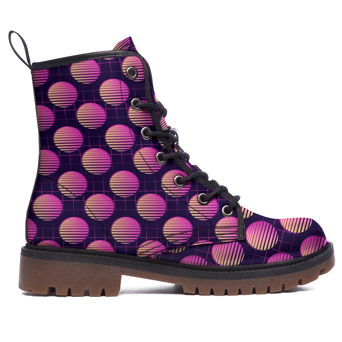 Sunset Retrowave Print Pattern Work Boots-grizzshop