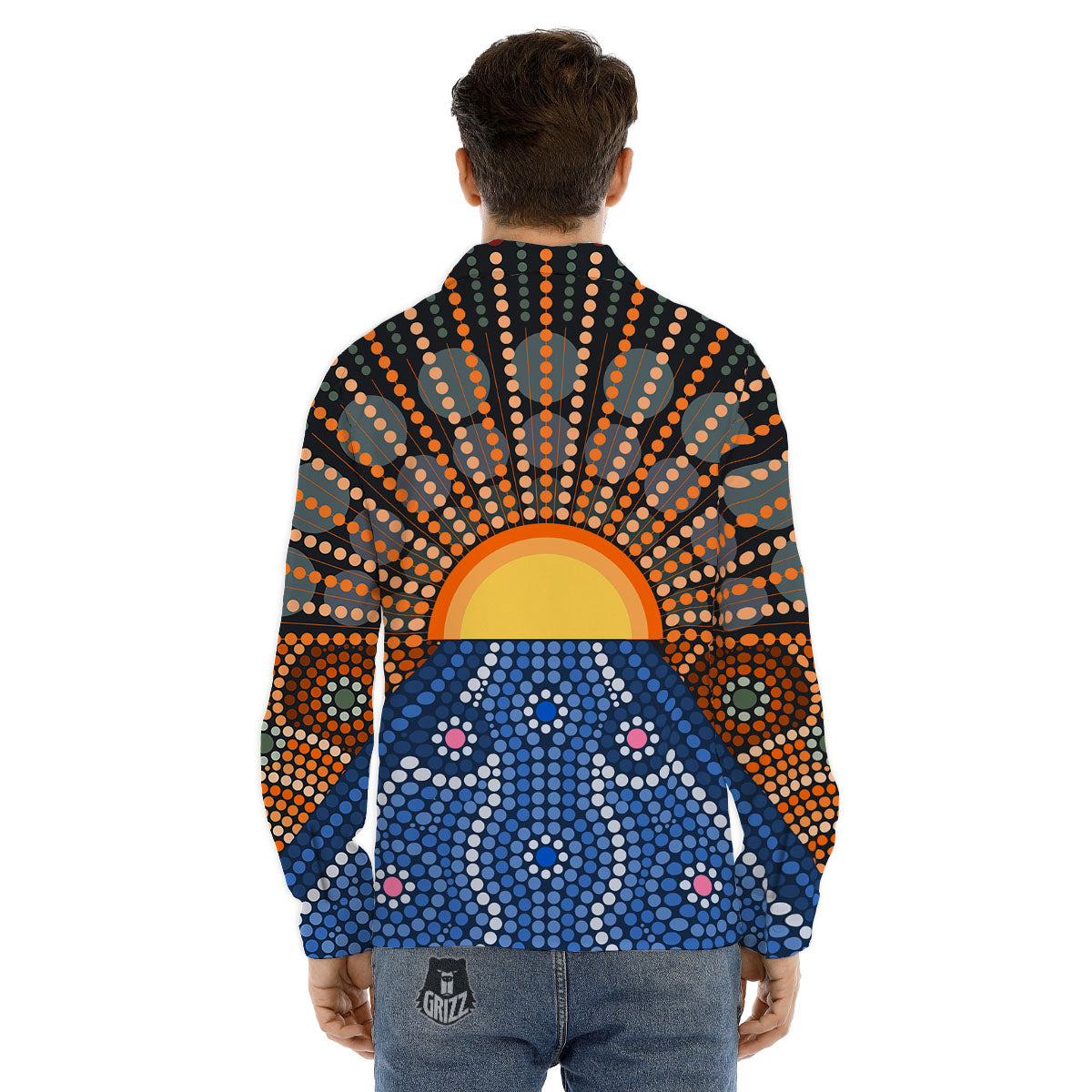 Sunset Art Aboriginal Indigenous Print Men's Dress Shirts