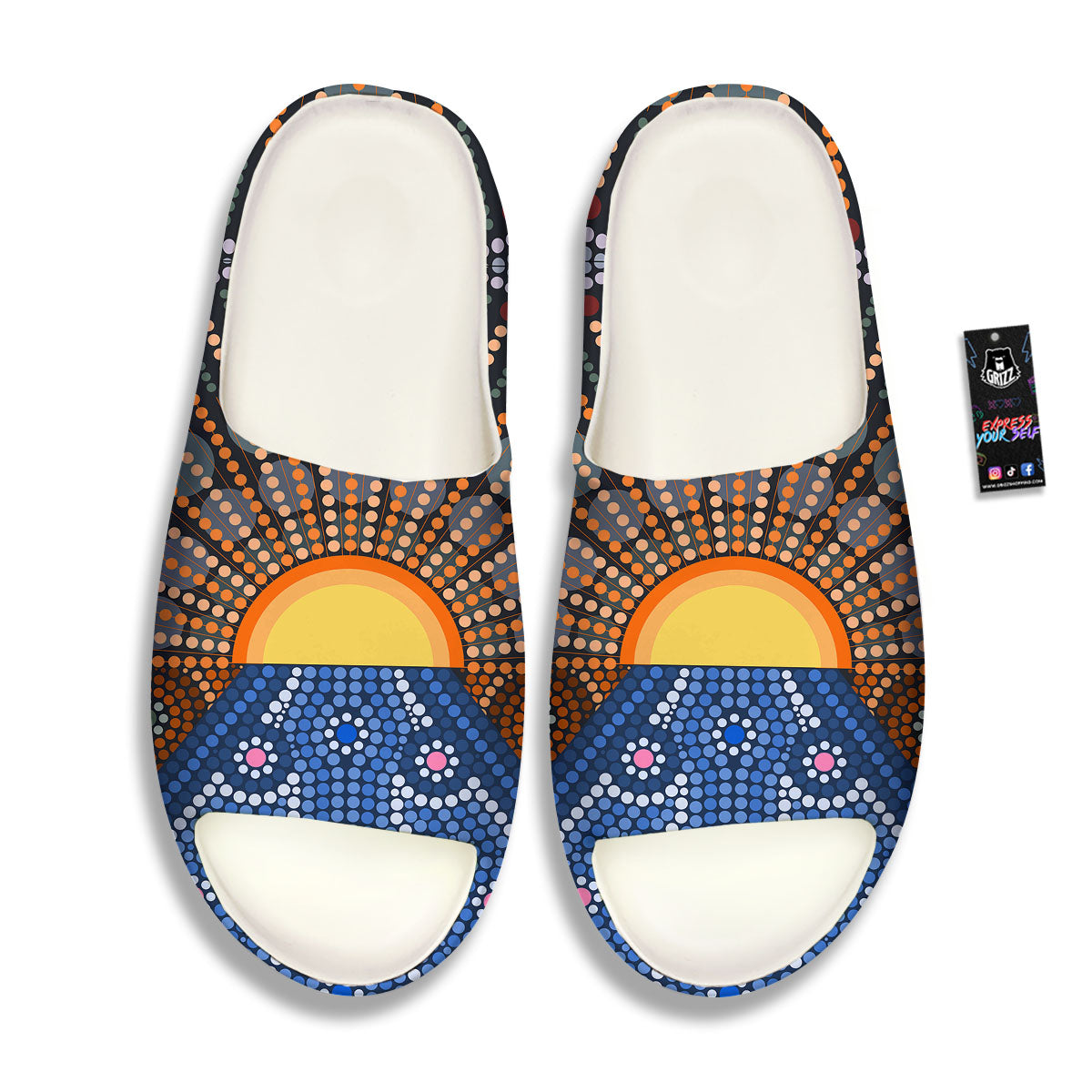 Sunset Art Aboriginal Indigenous Print Sandals-grizzshop