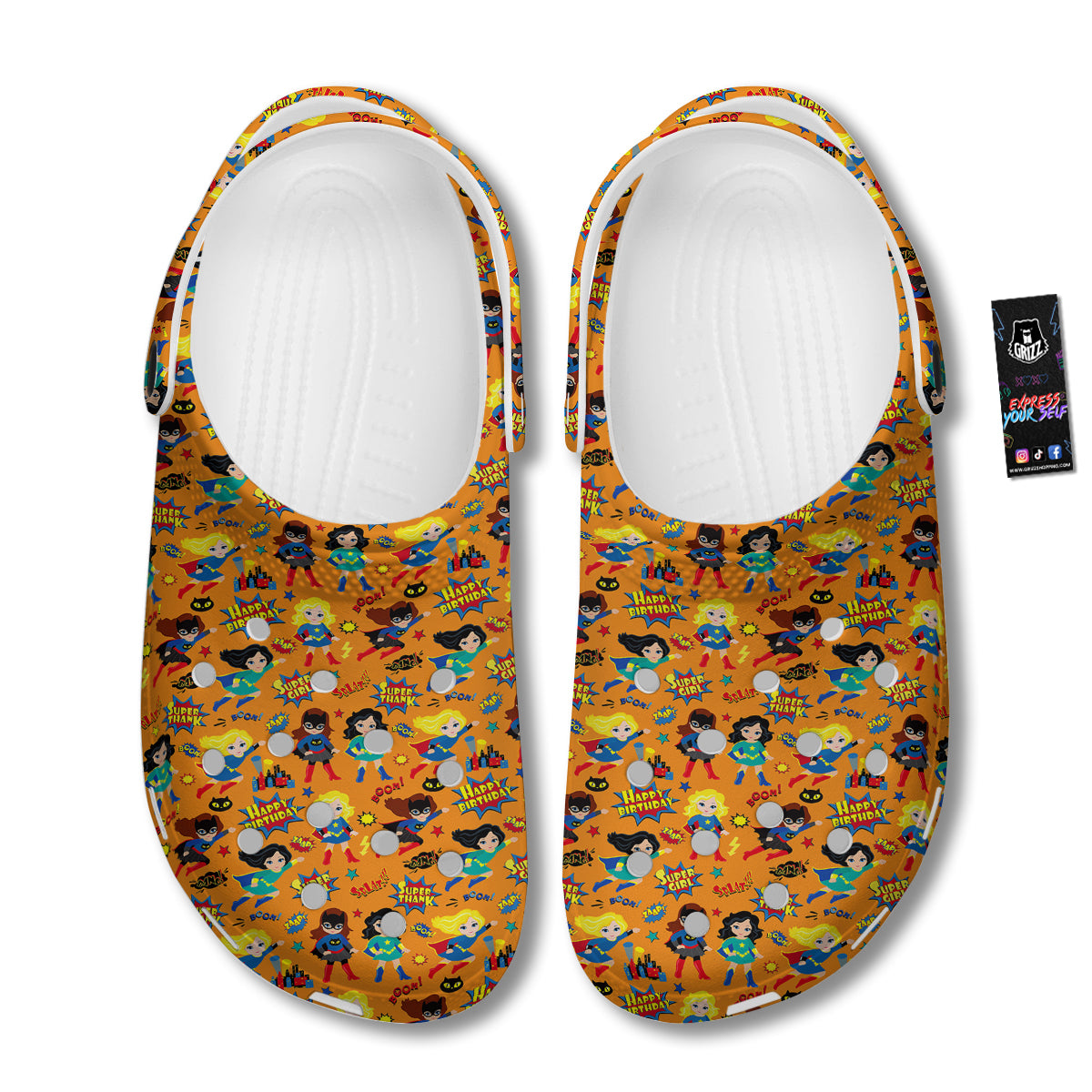 Superhero Girls Print Pattern Clog-grizzshop