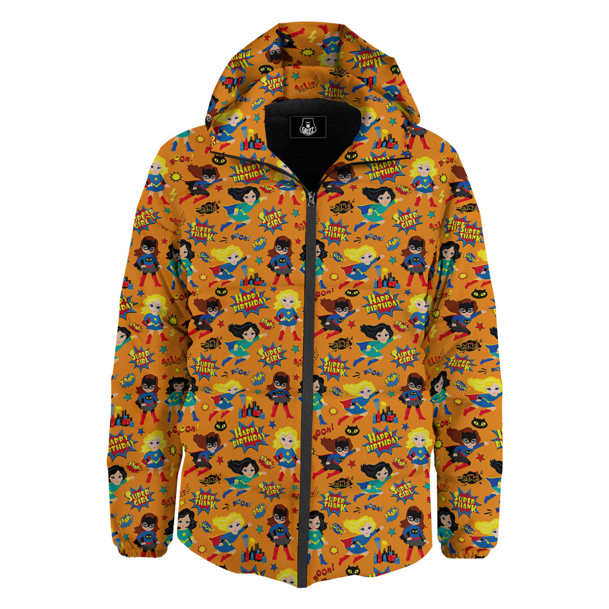 Superhero Girls Print Pattern Down Jacket-grizzshop