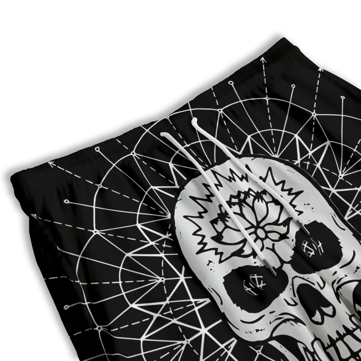 Supernatural Skull Wicca White And Black Print Men's Athletic Shorts