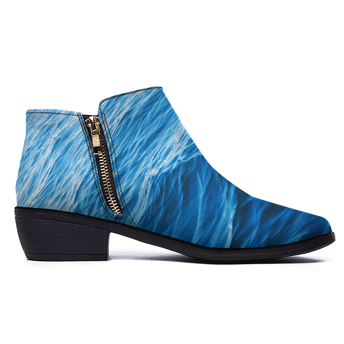 Surface Ocean Print Ankle Boots-grizzshop
