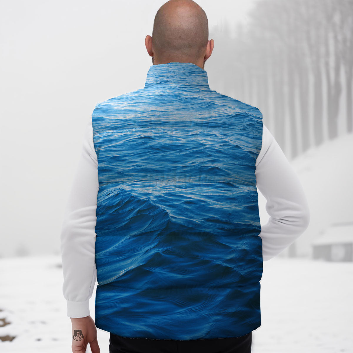 Surface Ocean Print Down Vest-grizzshop