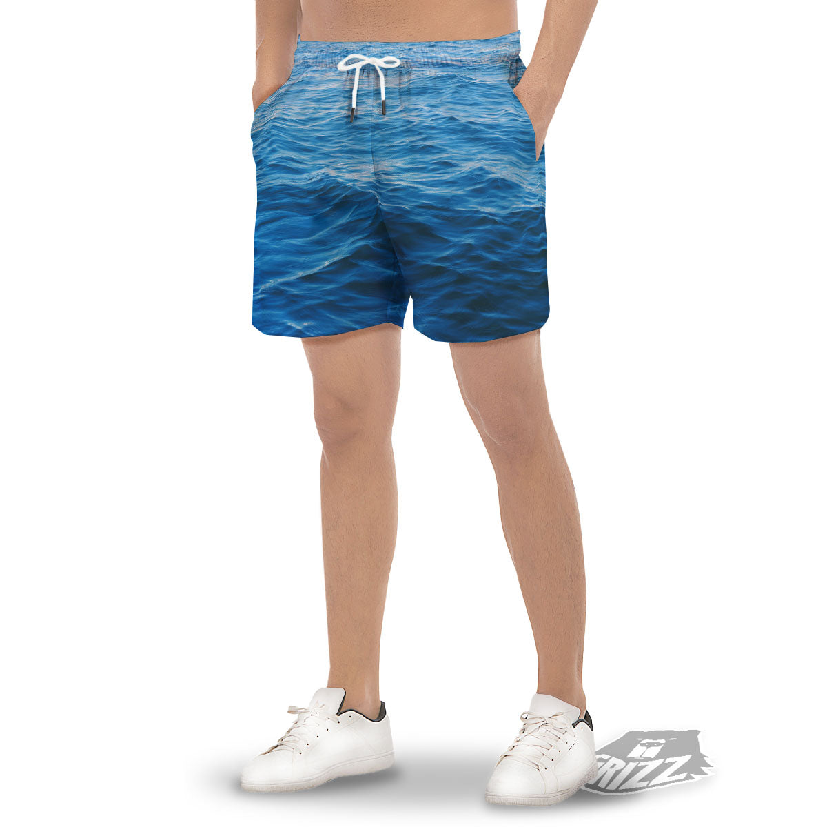 Surface Ocean Print Men's Gym Shorts-grizzshop