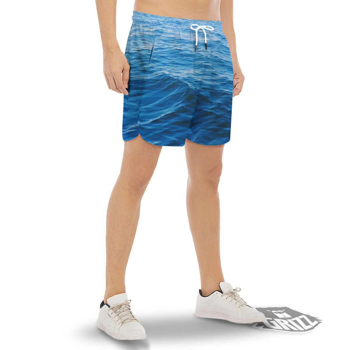 Surface Ocean Print Men's Gym Shorts-grizzshop