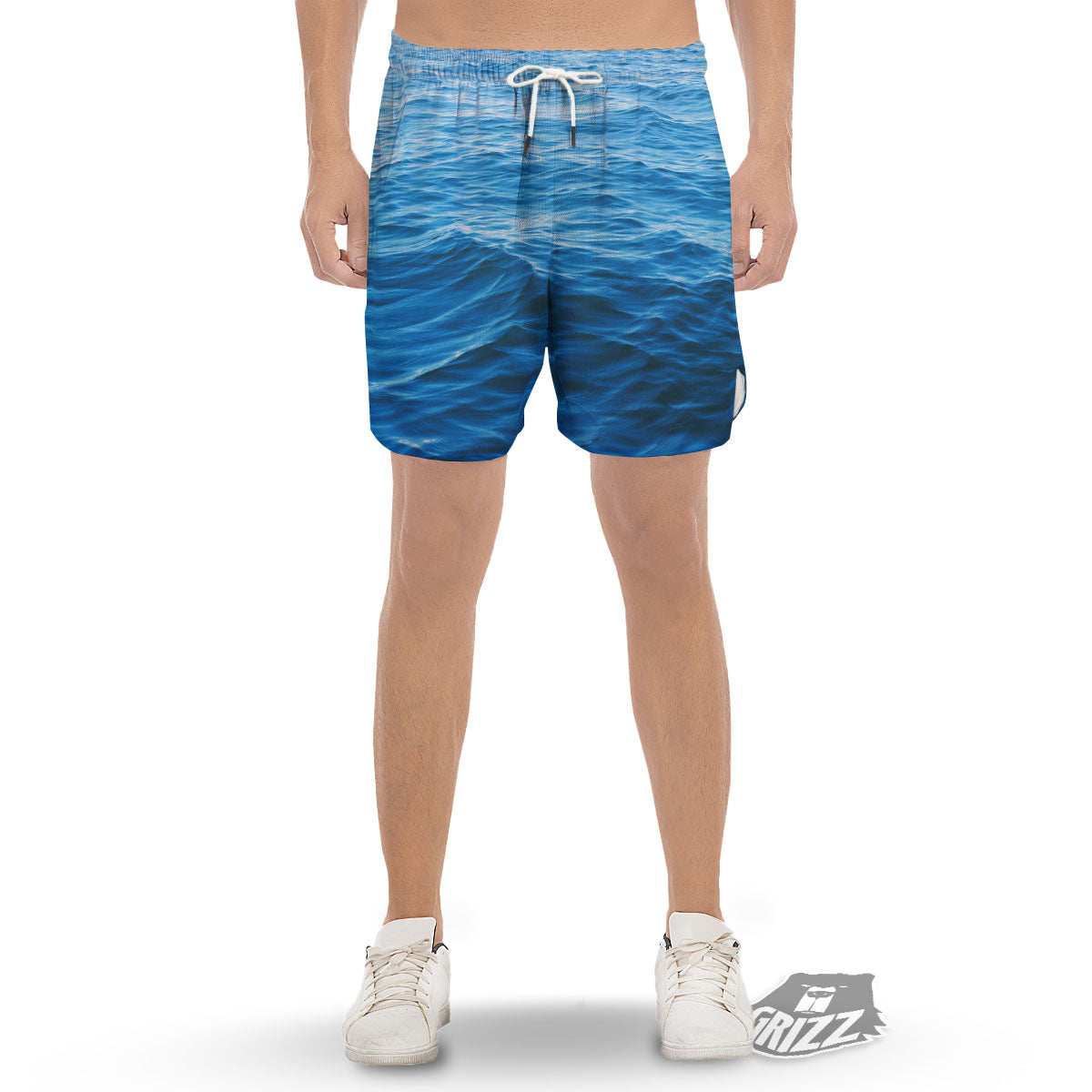 Surface Ocean Print Men's Gym Shorts-grizzshop