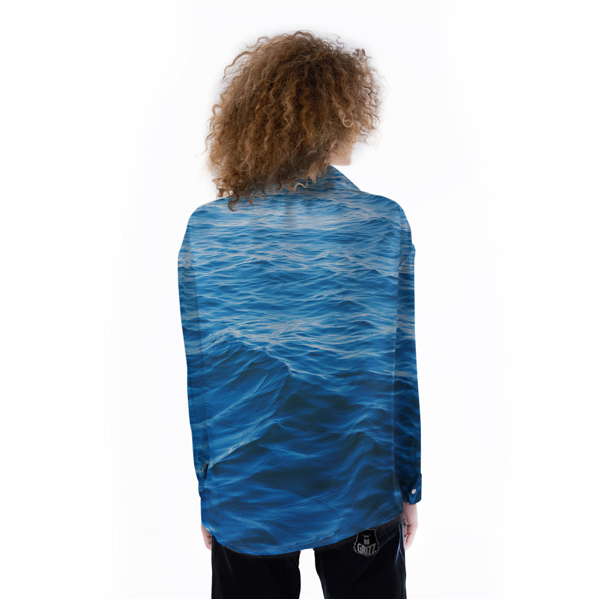 Surface Ocean Print Women's Long Sleeve Shirts-grizzshop