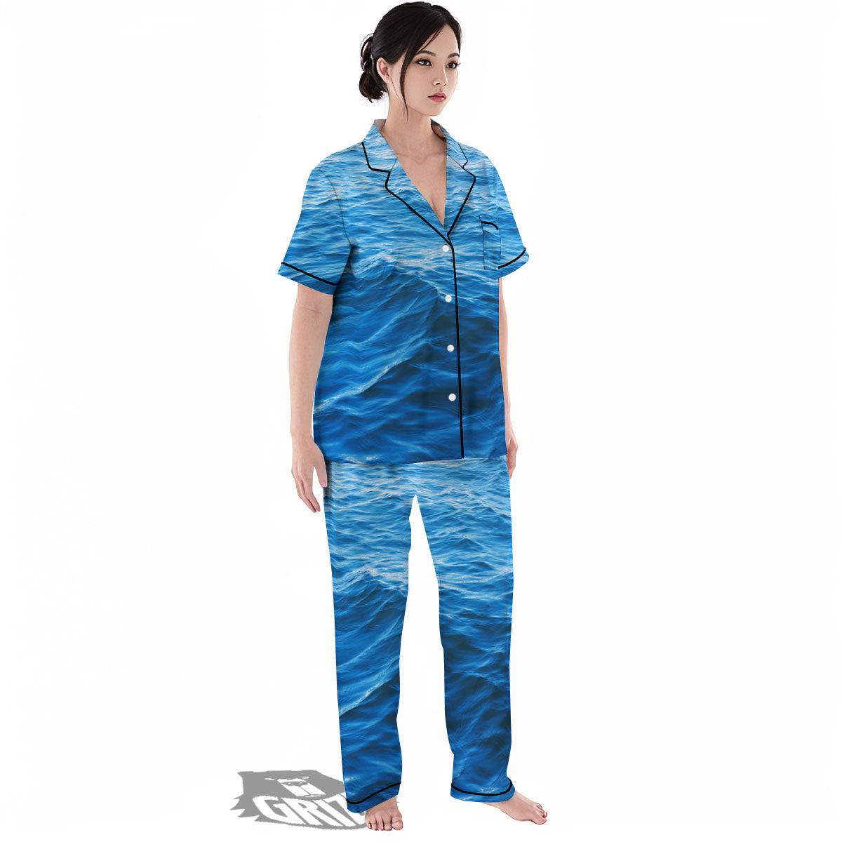Surface Ocean Print Women's Pajamas Set-grizzshop