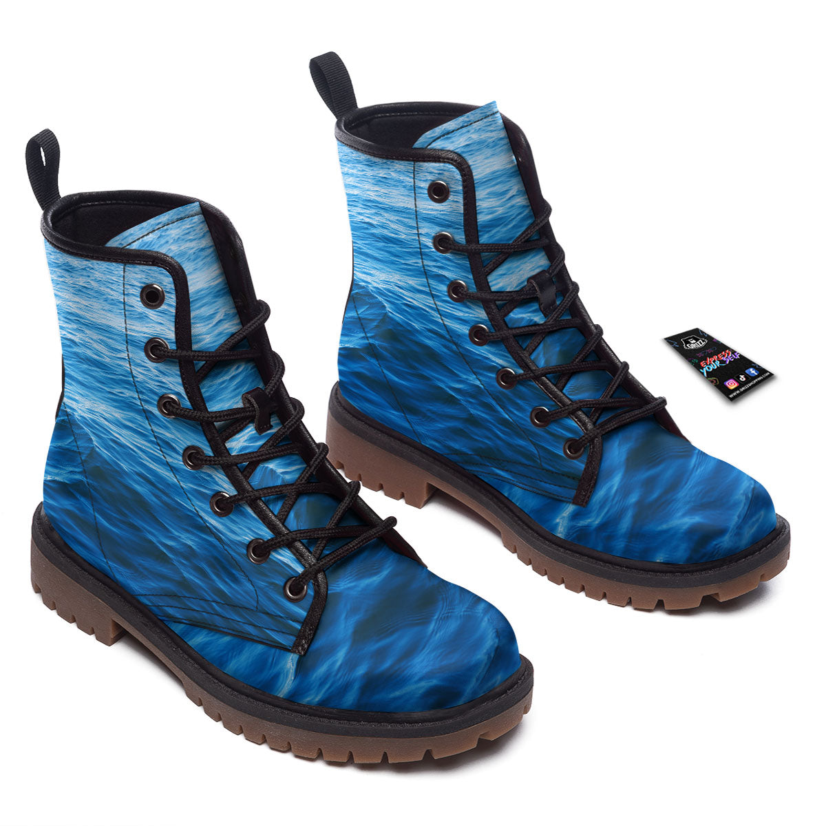 Surface Ocean Print Work Boots-grizzshop