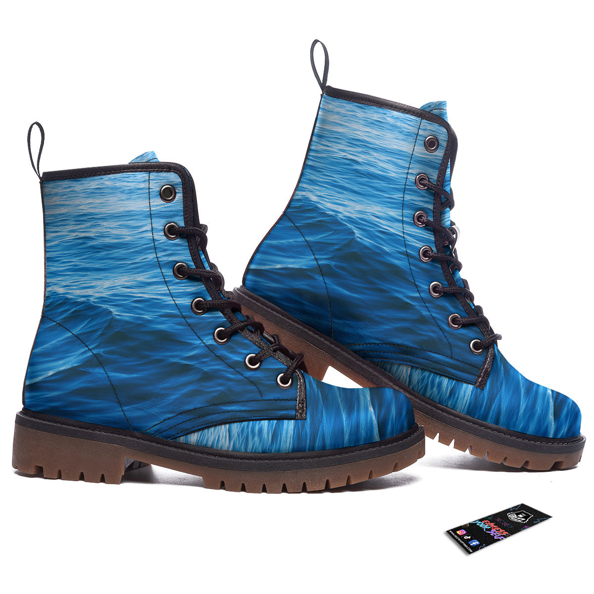 Surface Ocean Print Work Boots-grizzshop