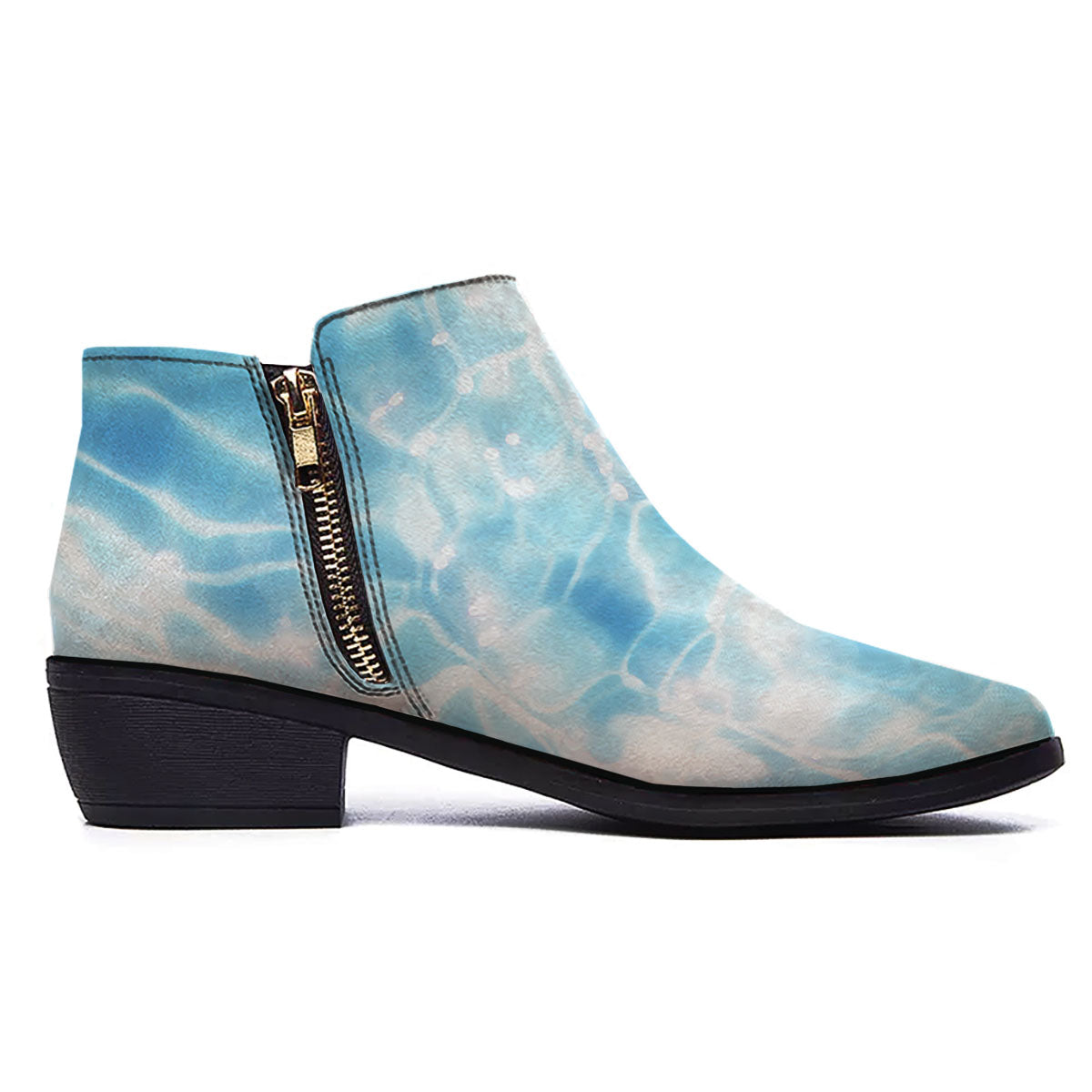 Surface Pool Water Print Ankle Boots-grizzshop