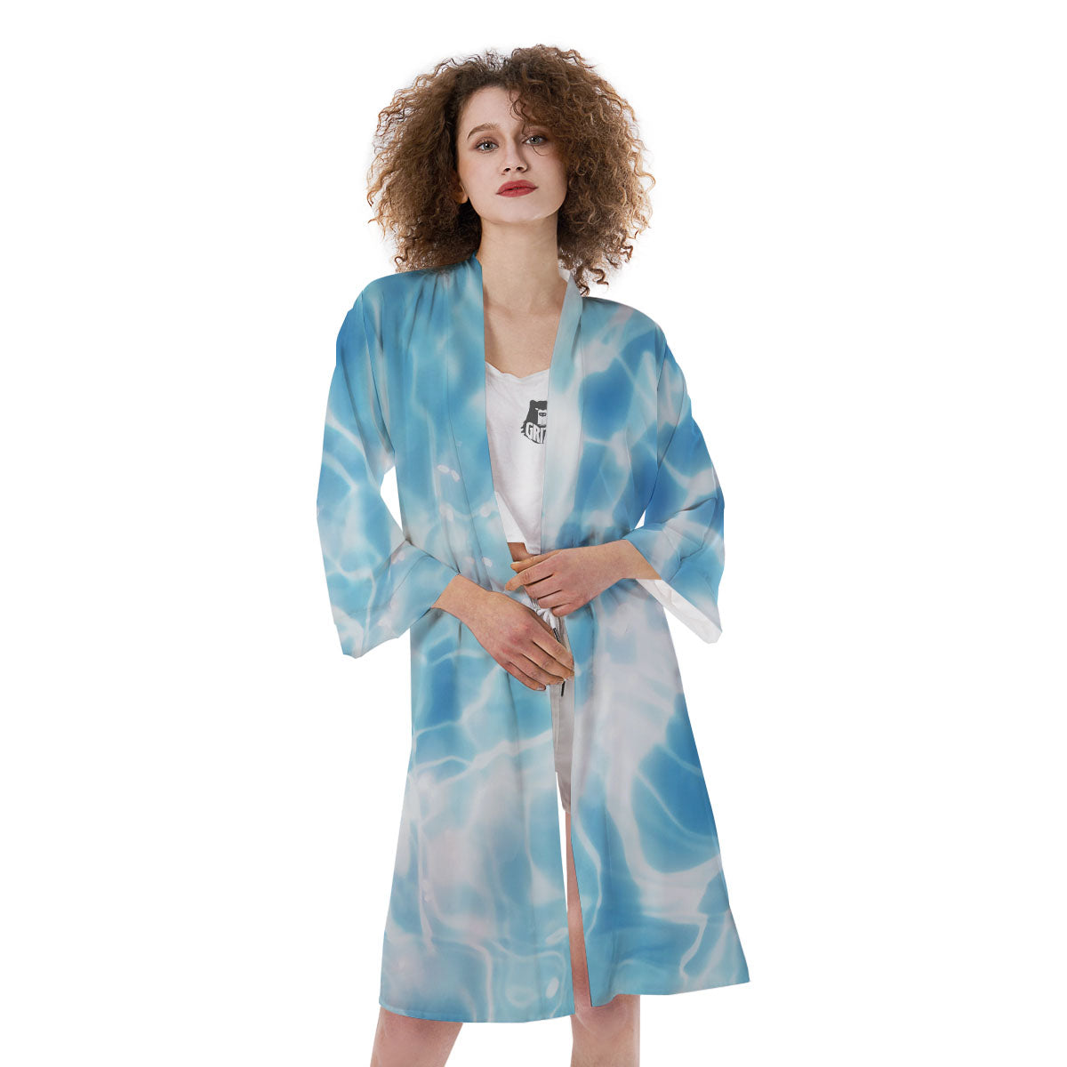 Surface Pool Water Print Kimono-grizzshop