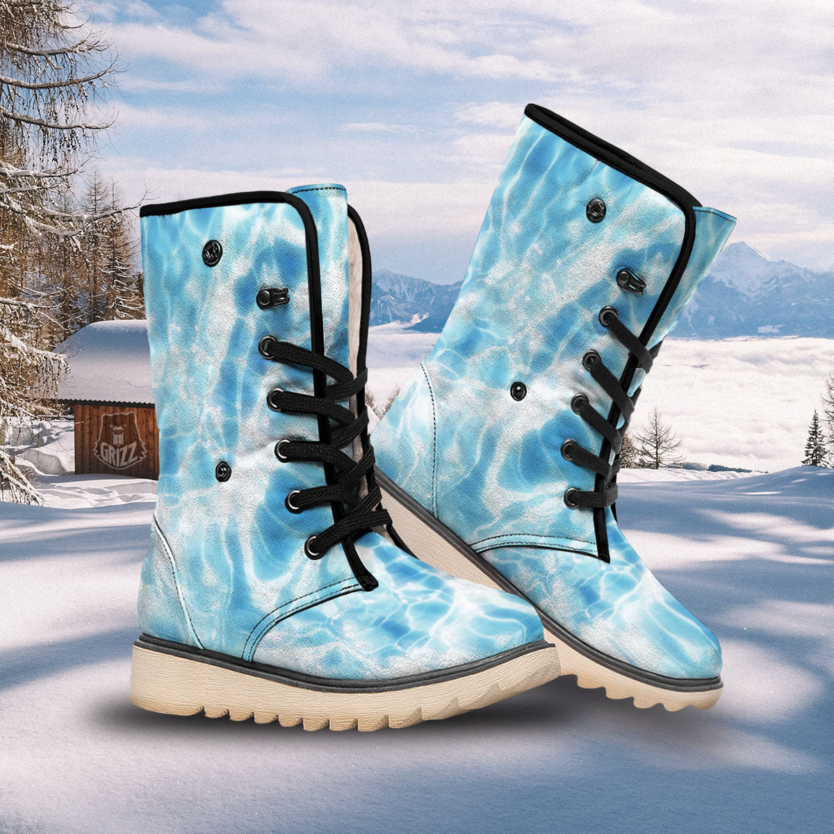 Surface Pool Water Print Snow Boots-grizzshop
