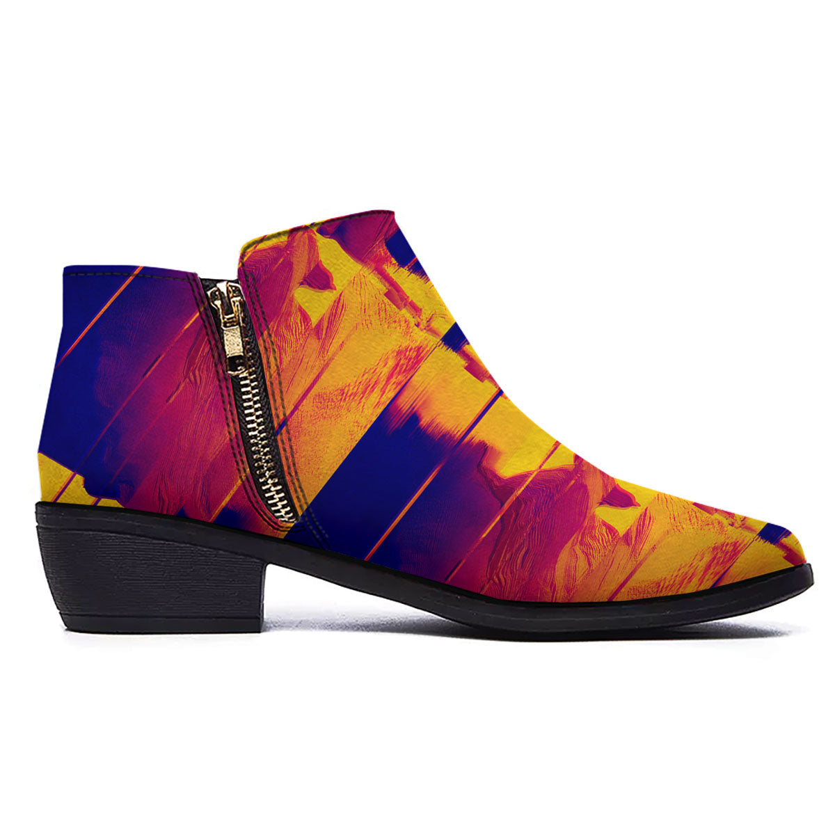 Surface Psychedelic Print Pattern Ankle Boots-grizzshop