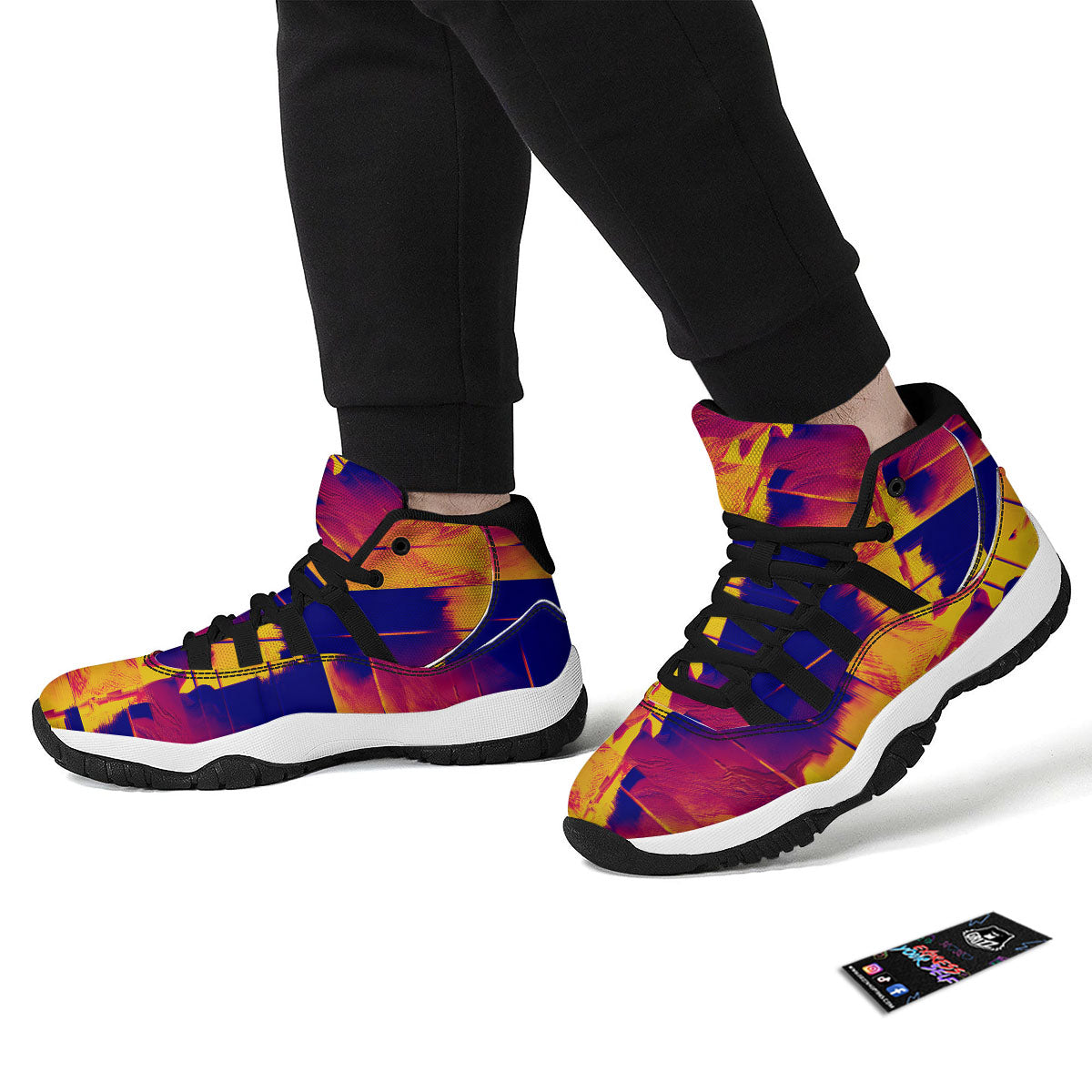 Surface Psychedelic Print Pattern Black Bball Shoes-grizzshop