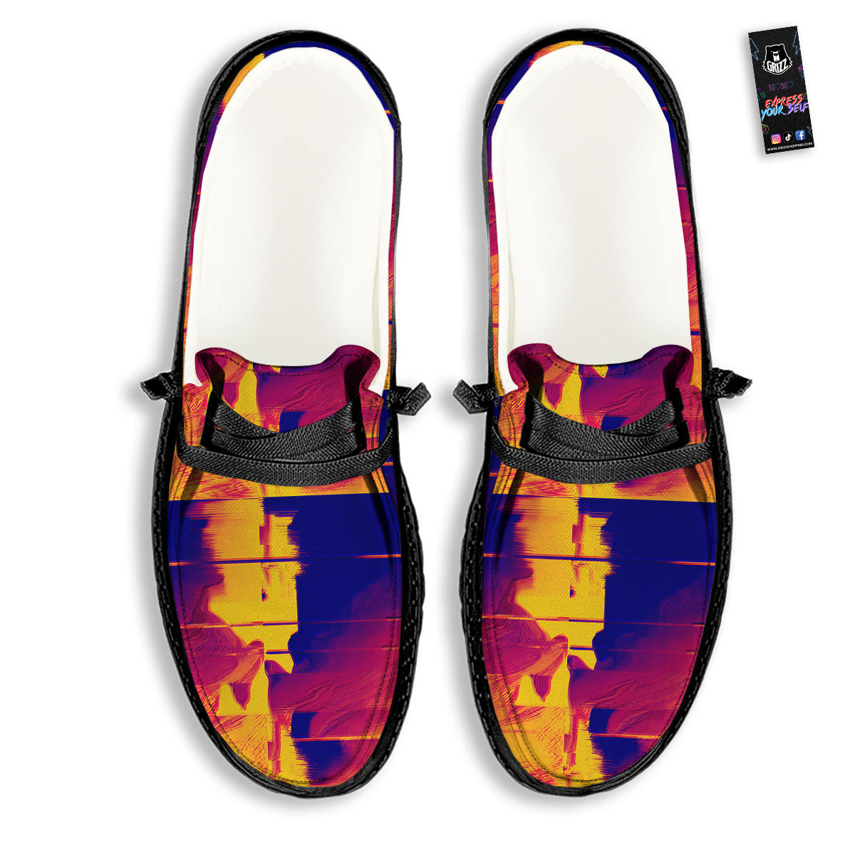 Surface Psychedelic Print Pattern Black Loafers-grizzshop