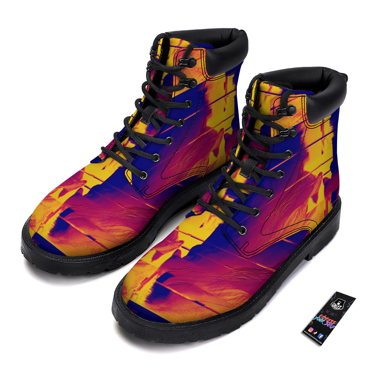 Surface Psychedelic Print Pattern Boots-grizzshop