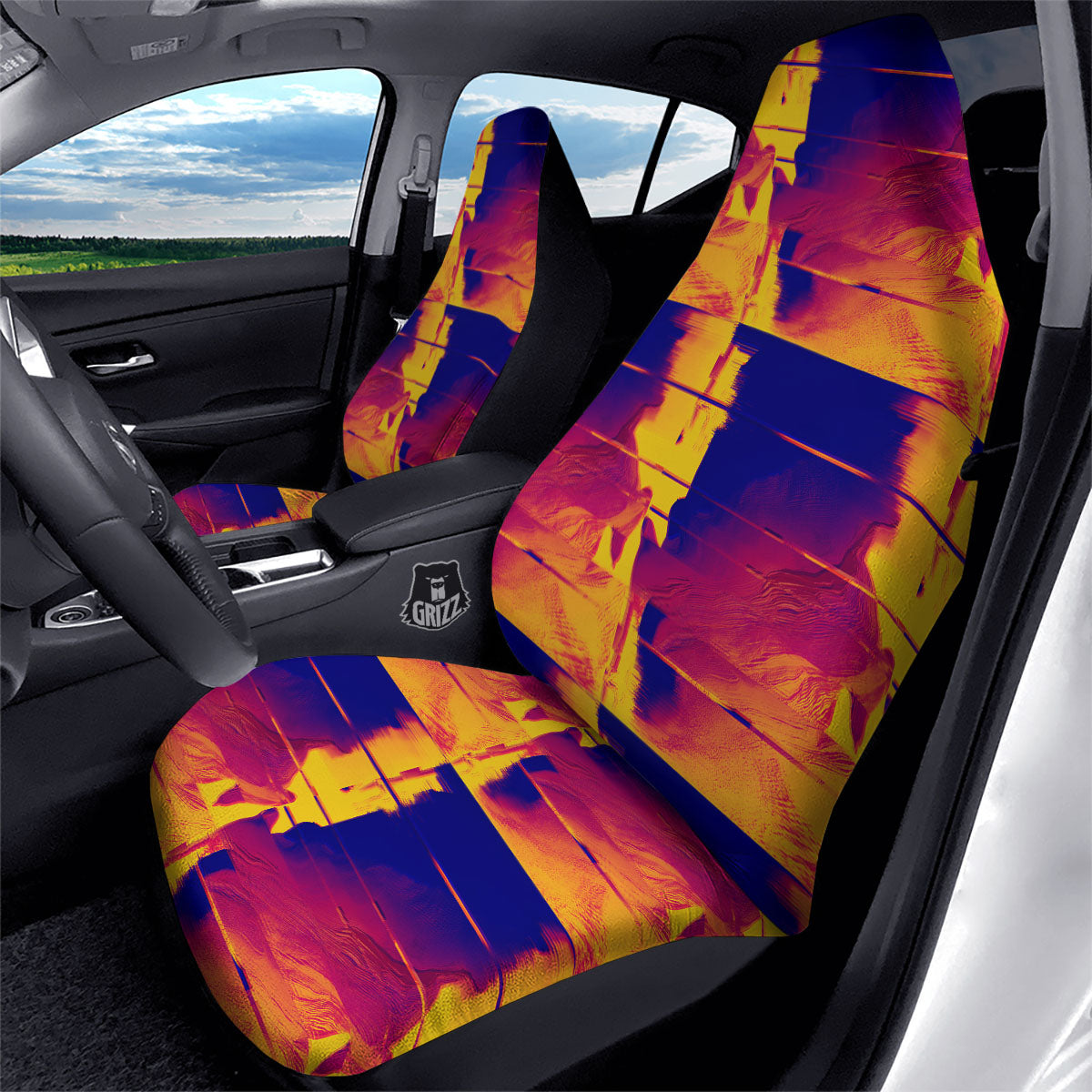 Surface Psychedelic Print Pattern Car Seat Covers-grizzshop