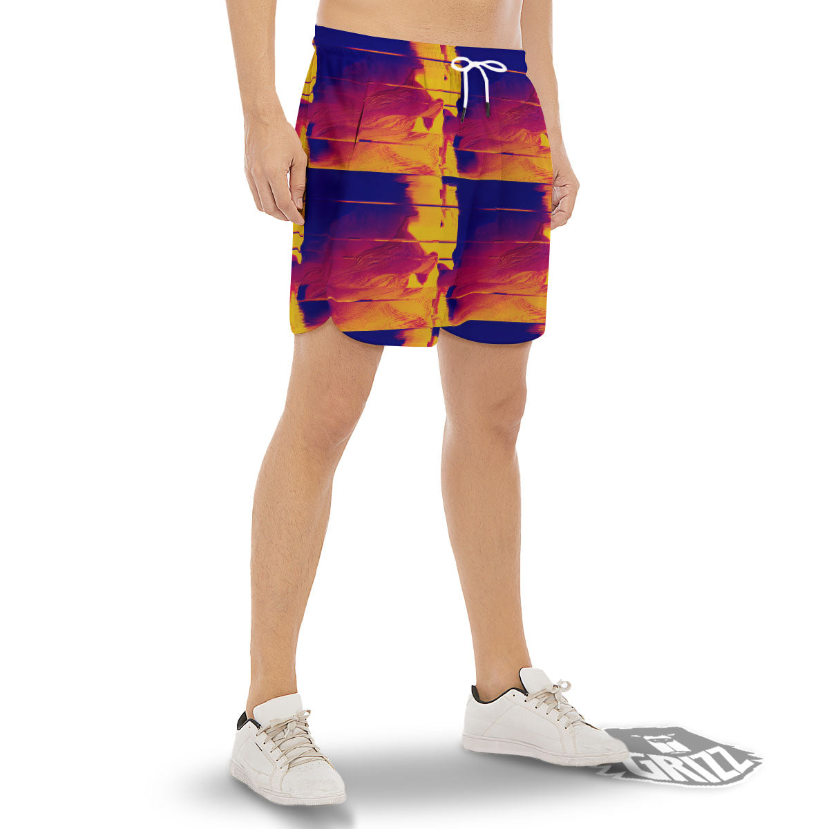 Surface Psychedelic Print Pattern Men's Gym Shorts-grizzshop
