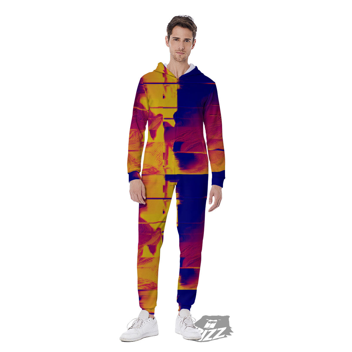 Surface Psychedelic Print Pattern Men's Jumpsuit-grizzshop