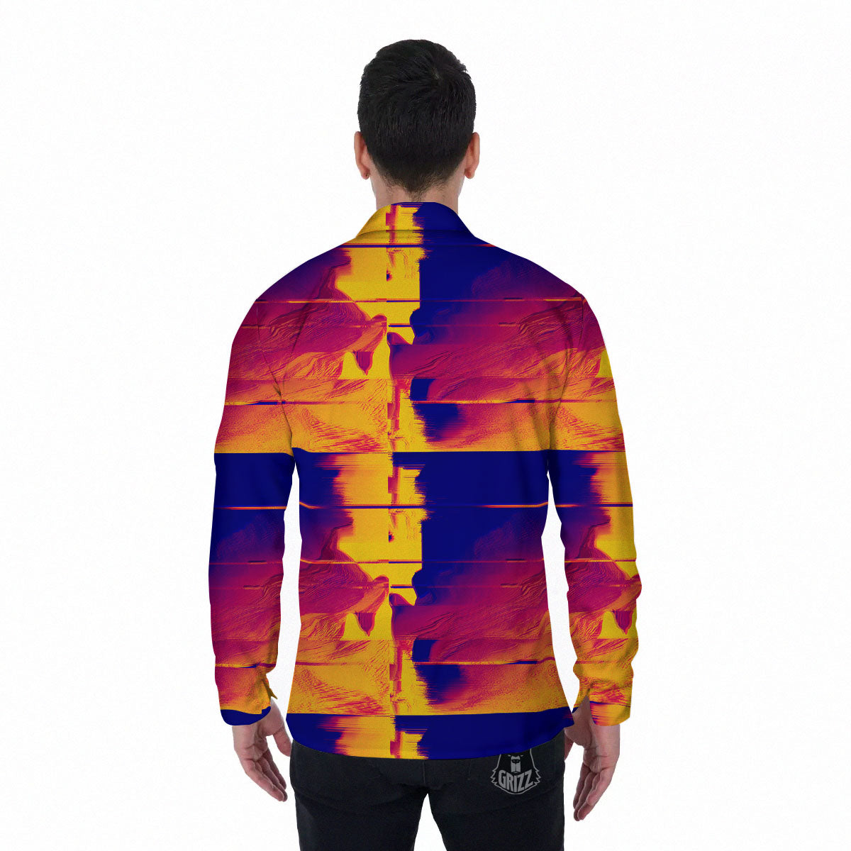 Surface Psychedelic Print Pattern Men's Long Sleeve Shirts-grizzshop