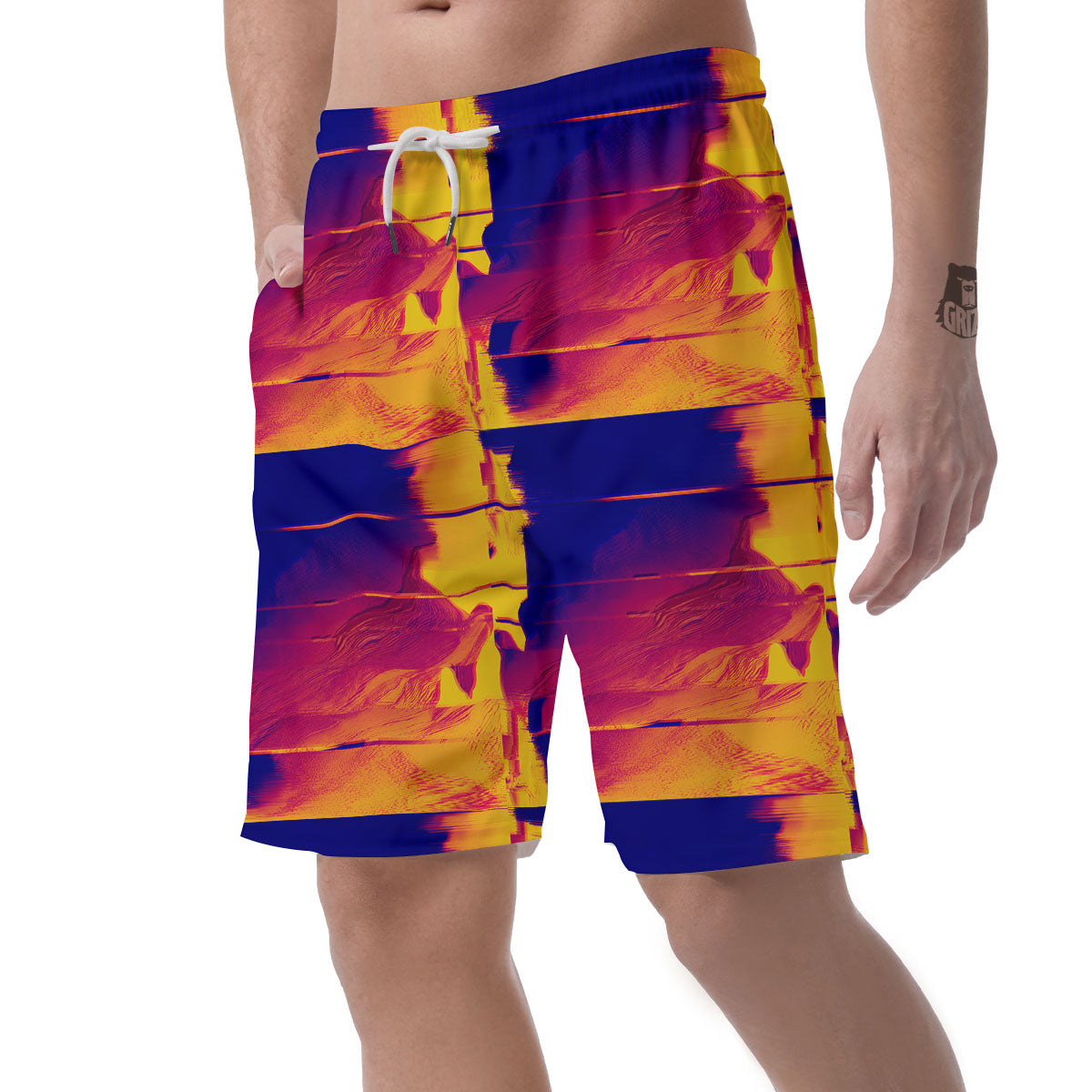 Surface Psychedelic Print Pattern Men's Shorts-grizzshop