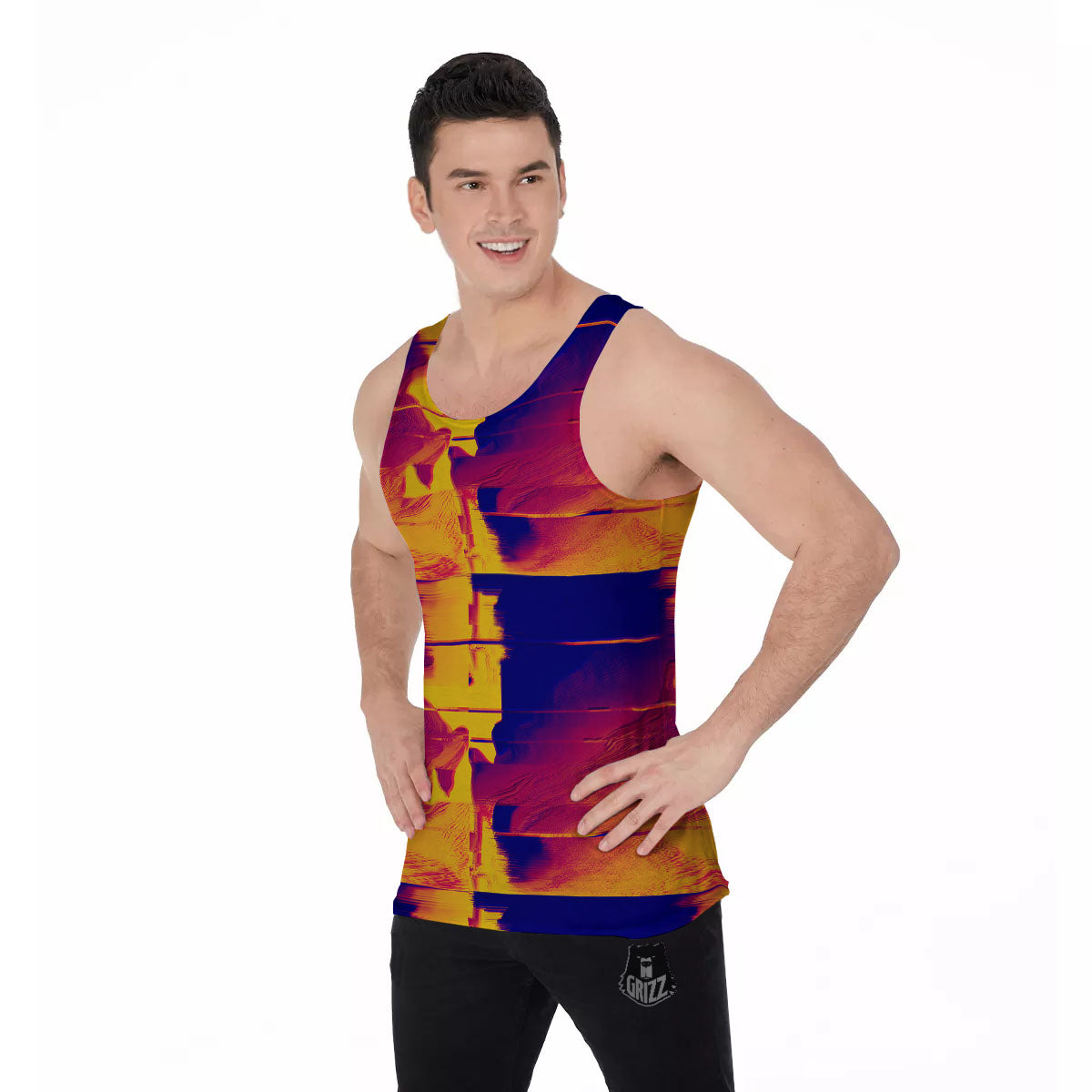 Surface Psychedelic Print Pattern Men's Tank Top-grizzshop