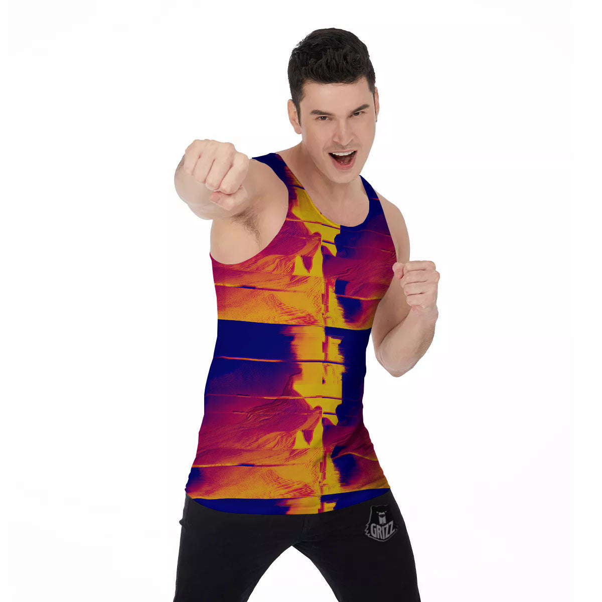 Surface Psychedelic Print Pattern Men's Tank Top-grizzshop