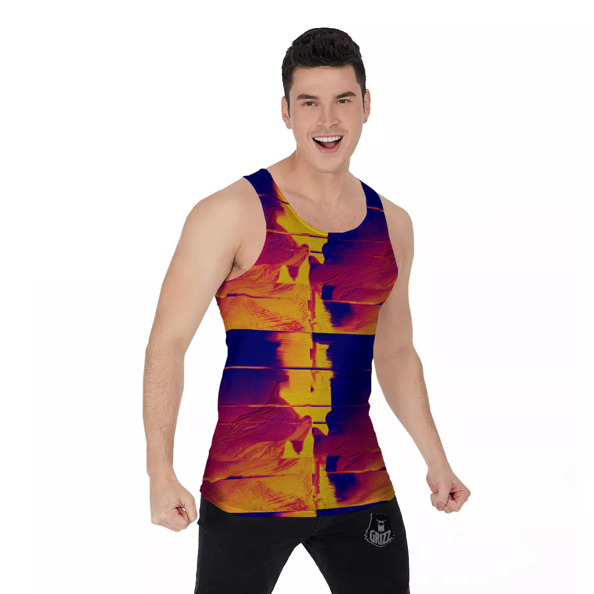 Surface Psychedelic Print Pattern Men's Tank Top-grizzshop
