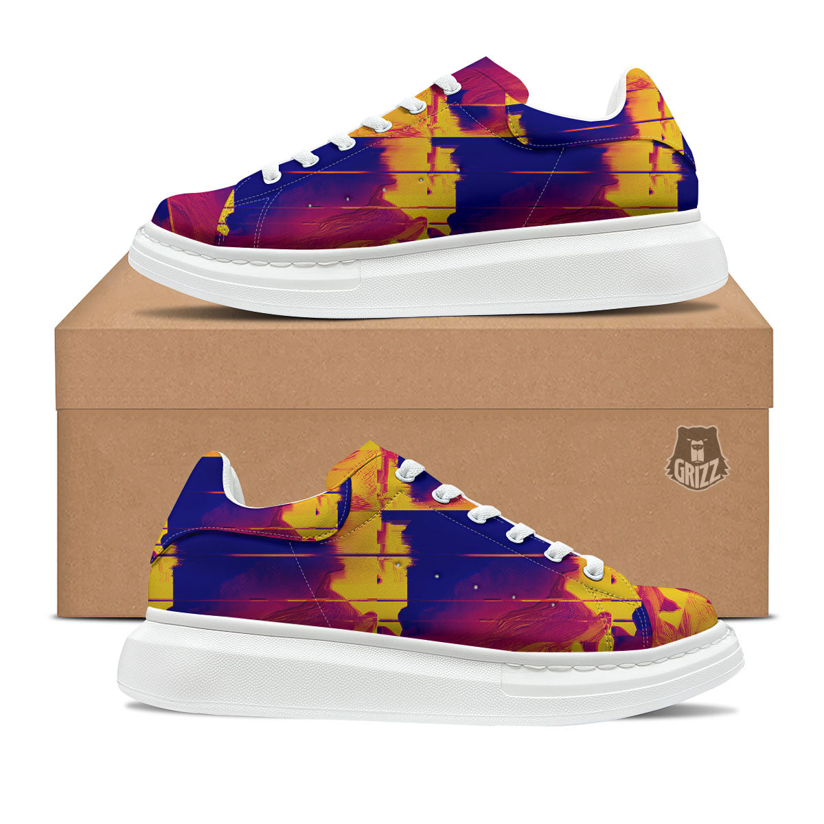 Surface Psychedelic Print Pattern Platform Shoes-grizzshop