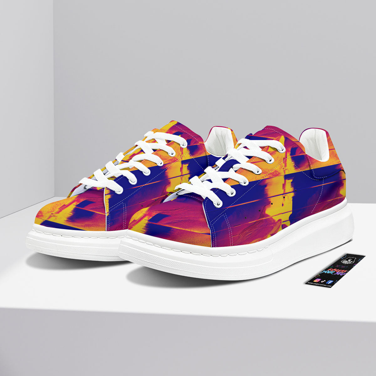 Surface Psychedelic Print Pattern Platform Shoes-grizzshop