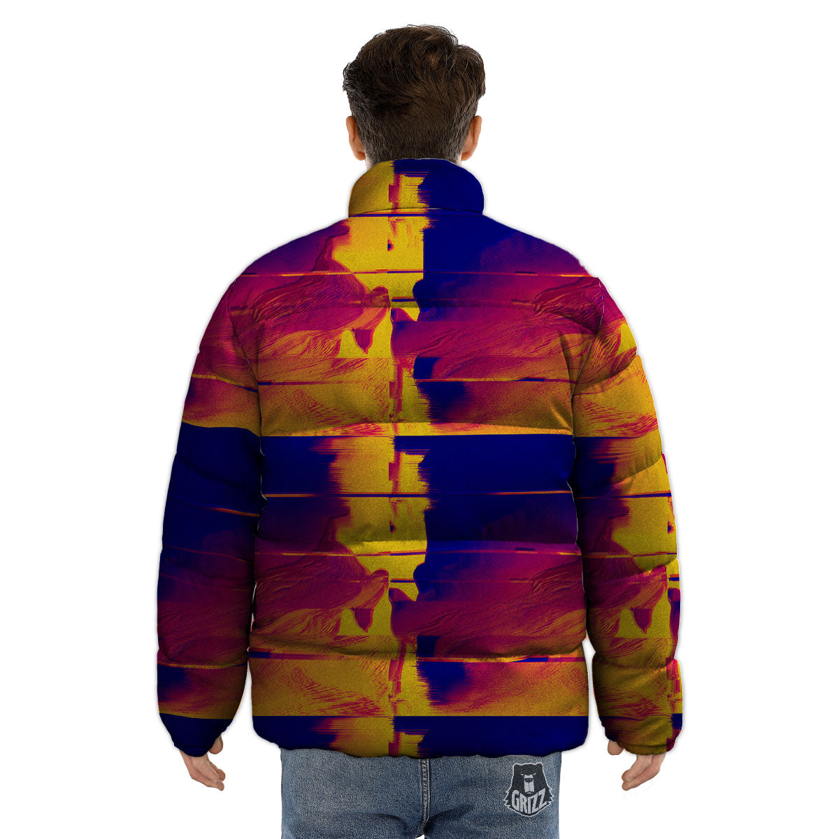 Surface Psychedelic Print Pattern Puffer Jacket-grizzshop