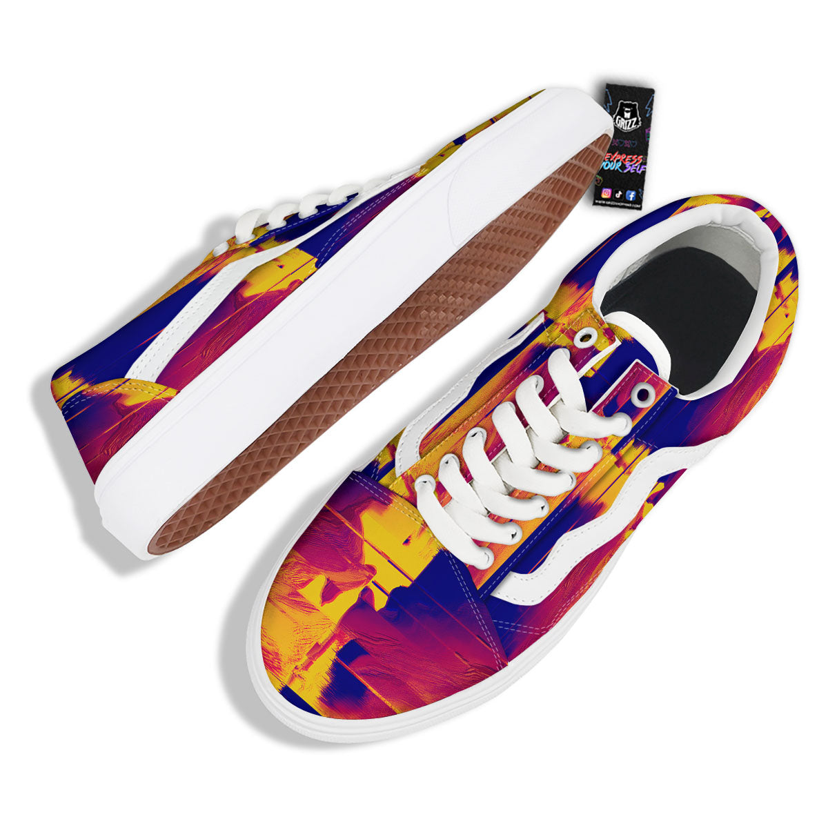 Surface Psychedelic Print Pattern Skate Shoes-grizzshop