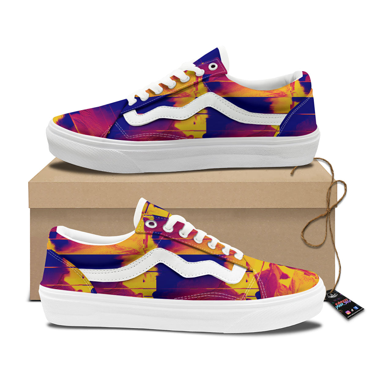 Surface Psychedelic Print Pattern Skate Shoes-grizzshop