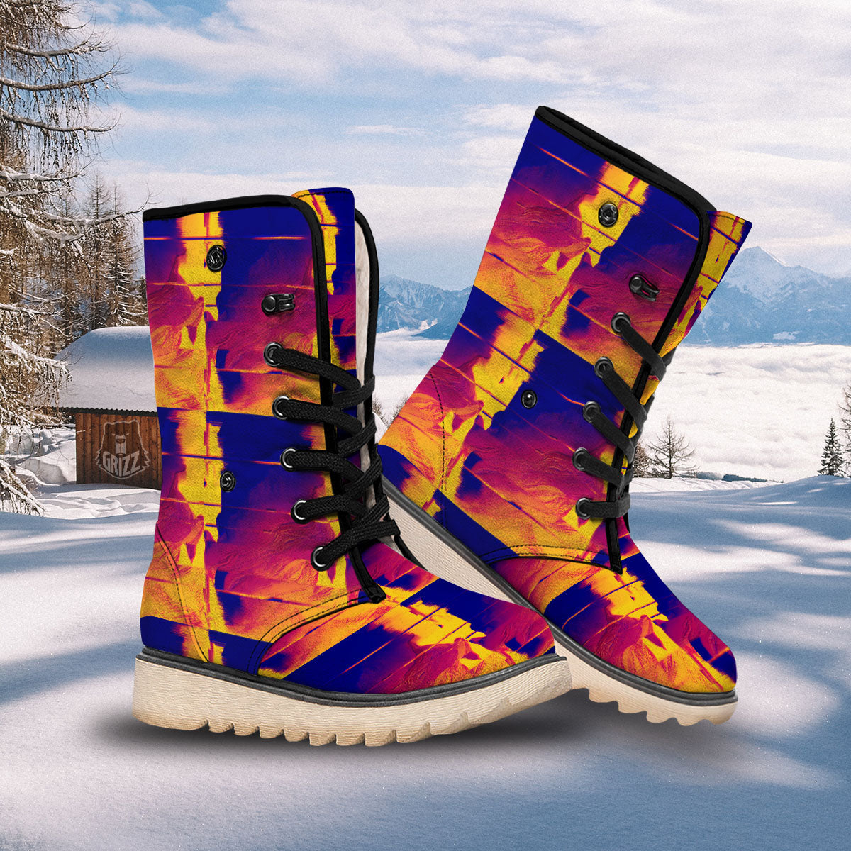 Surface Psychedelic Print Pattern Snow Boots-grizzshop