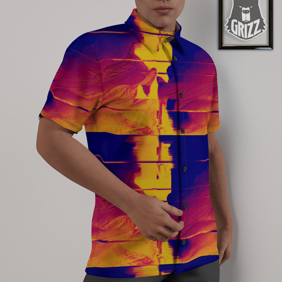 Surface Psychedelic Print Pattern Untucked Shirts-grizzshop