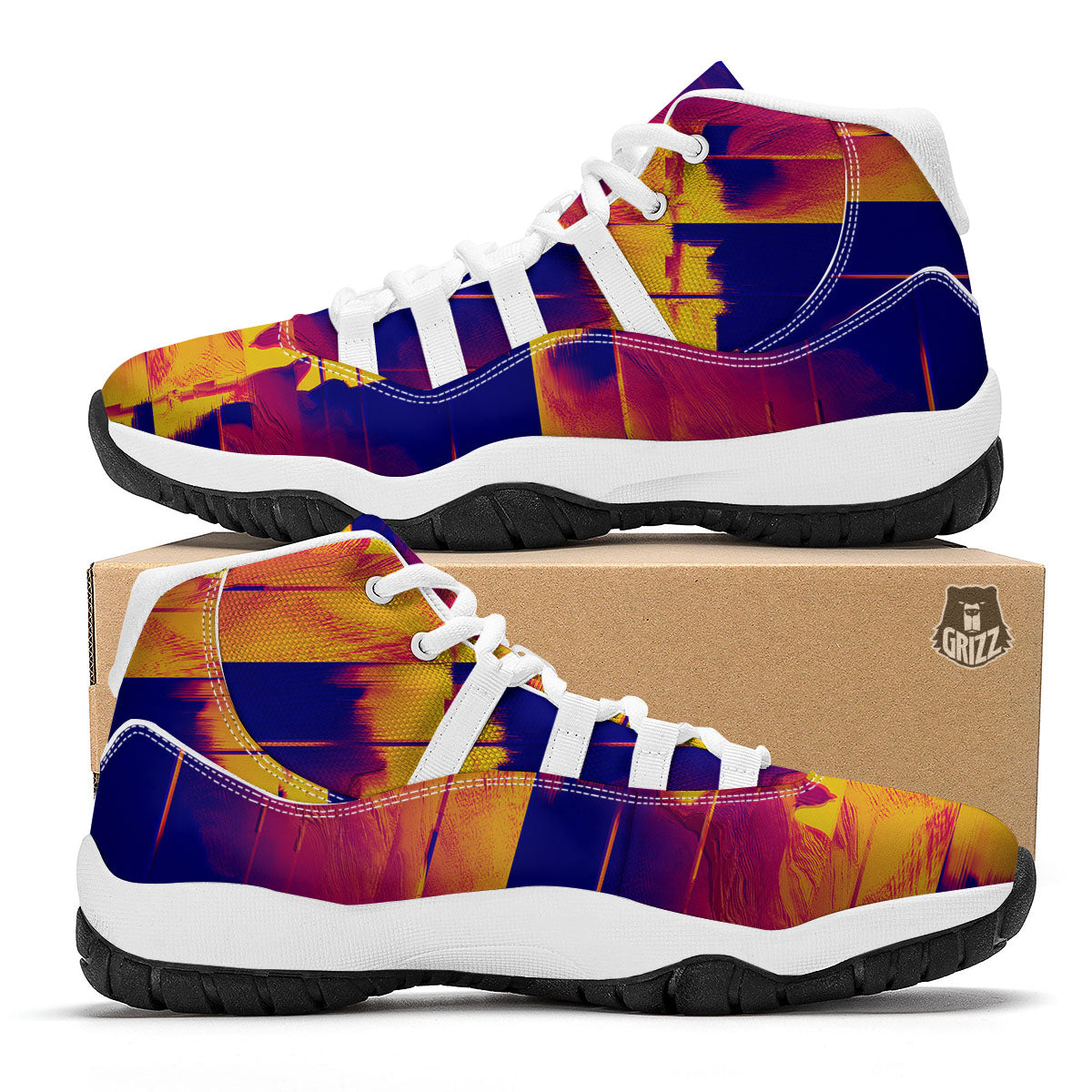Surface Psychedelic Print Pattern White Bball Shoes-grizzshop