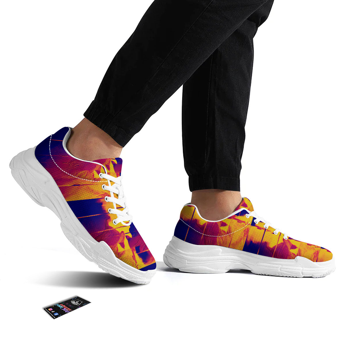 Surface Psychedelic Print Pattern White Chunky Shoes-grizzshop