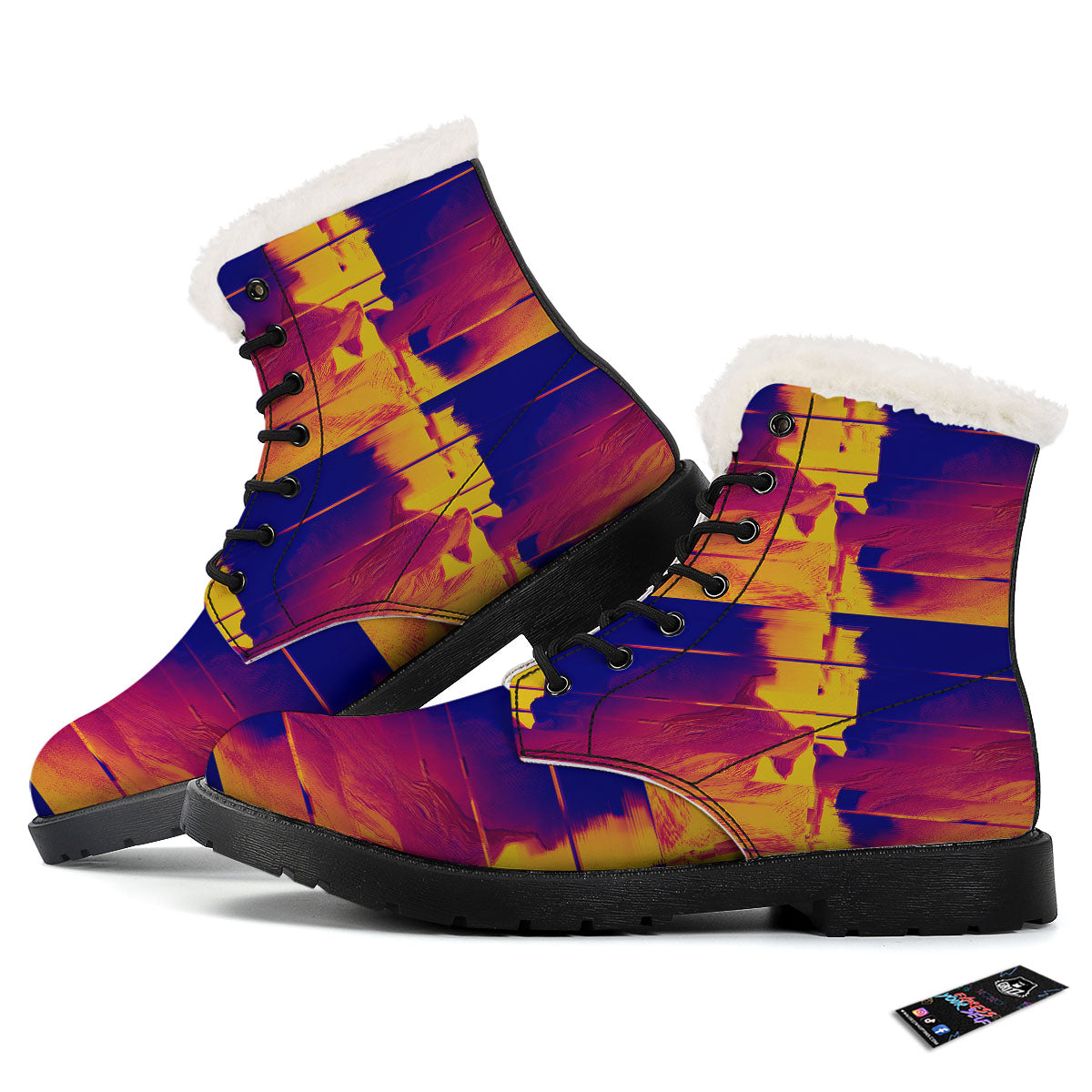 Surface Psychedelic Print Pattern Winter Boots-grizzshop