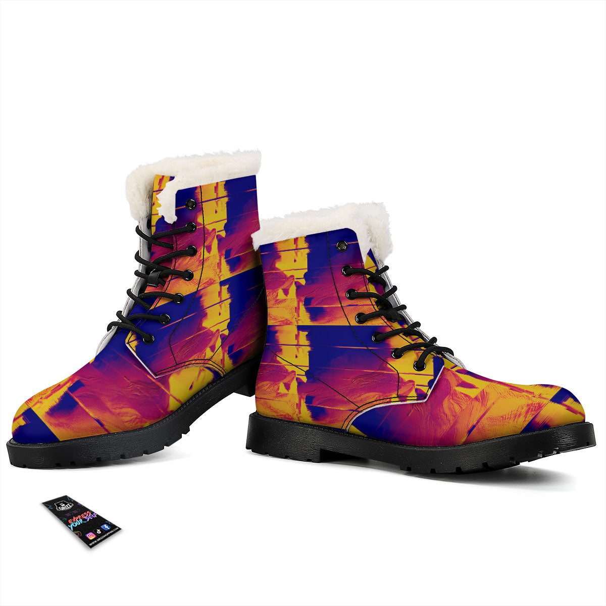 Surface Psychedelic Print Pattern Winter Boots-grizzshop