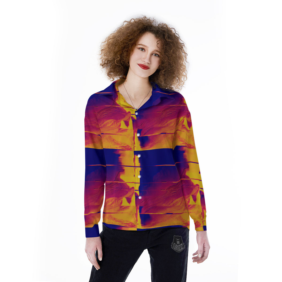 Surface Psychedelic Print Pattern Women's Long Sleeve Shirts-grizzshop
