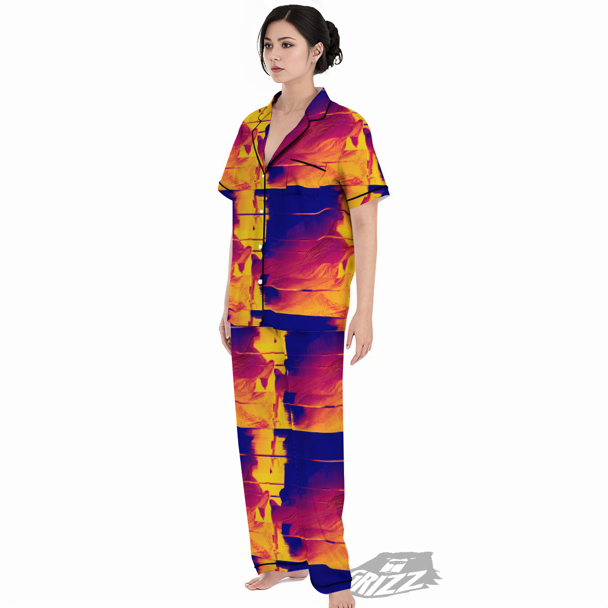 Surface Psychedelic Print Pattern Women's Pajamas Set-grizzshop