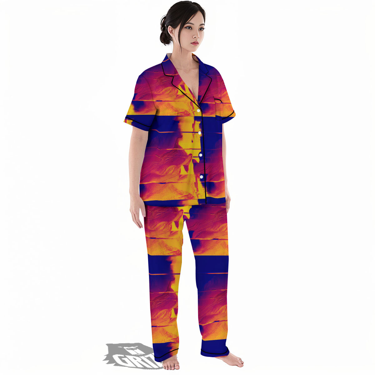 Surface Psychedelic Print Pattern Women's Pajamas Set-grizzshop
