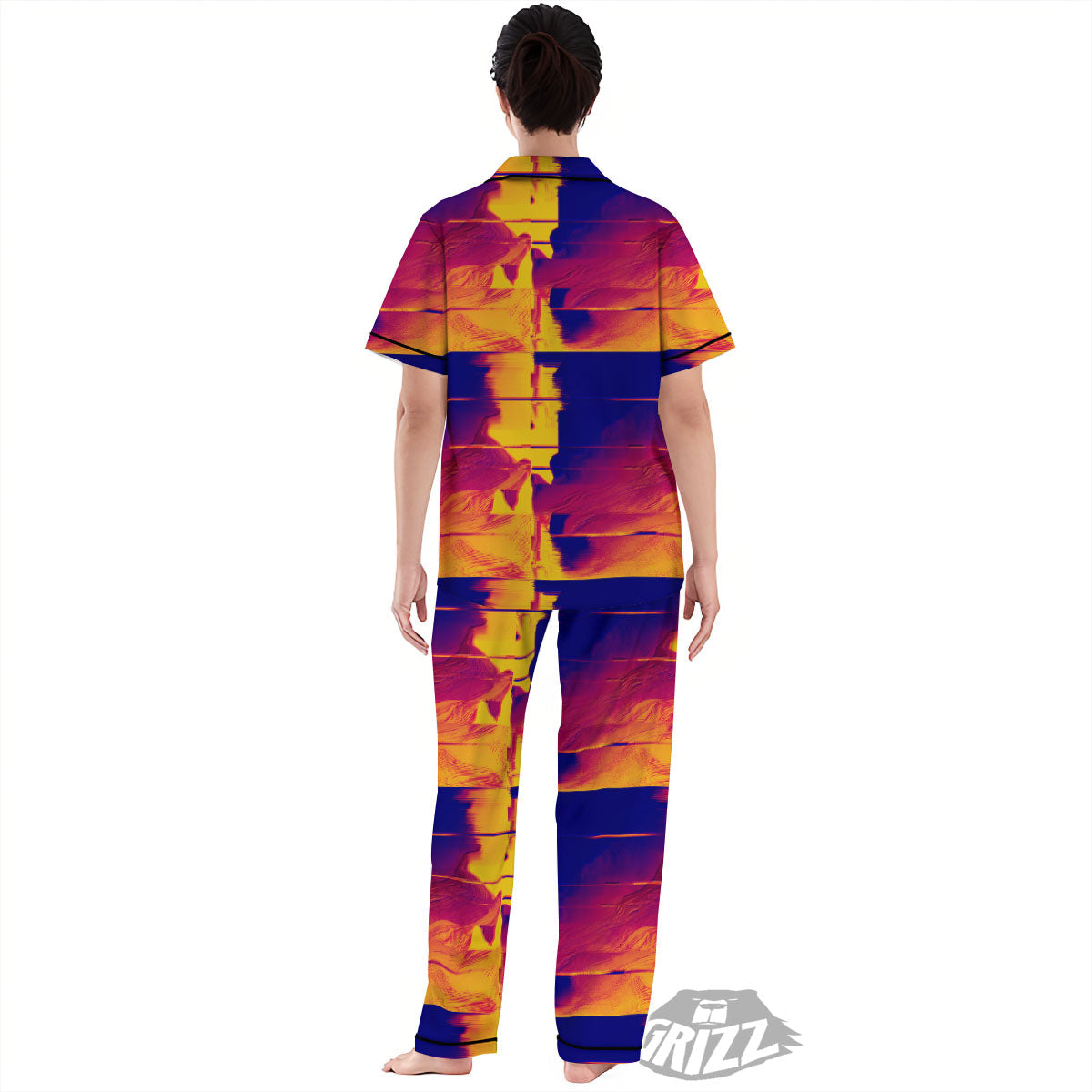 Surface Psychedelic Print Pattern Women's Pajamas Set-grizzshop