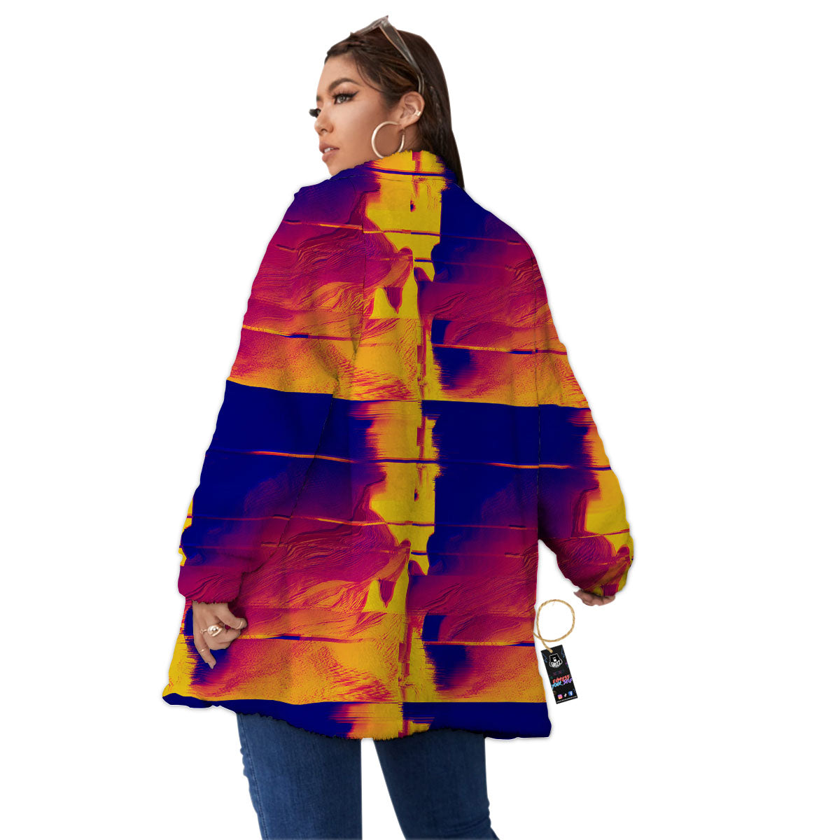 Surface Psychedelic Print Pattern Women's Sherpa Jacket-grizzshop