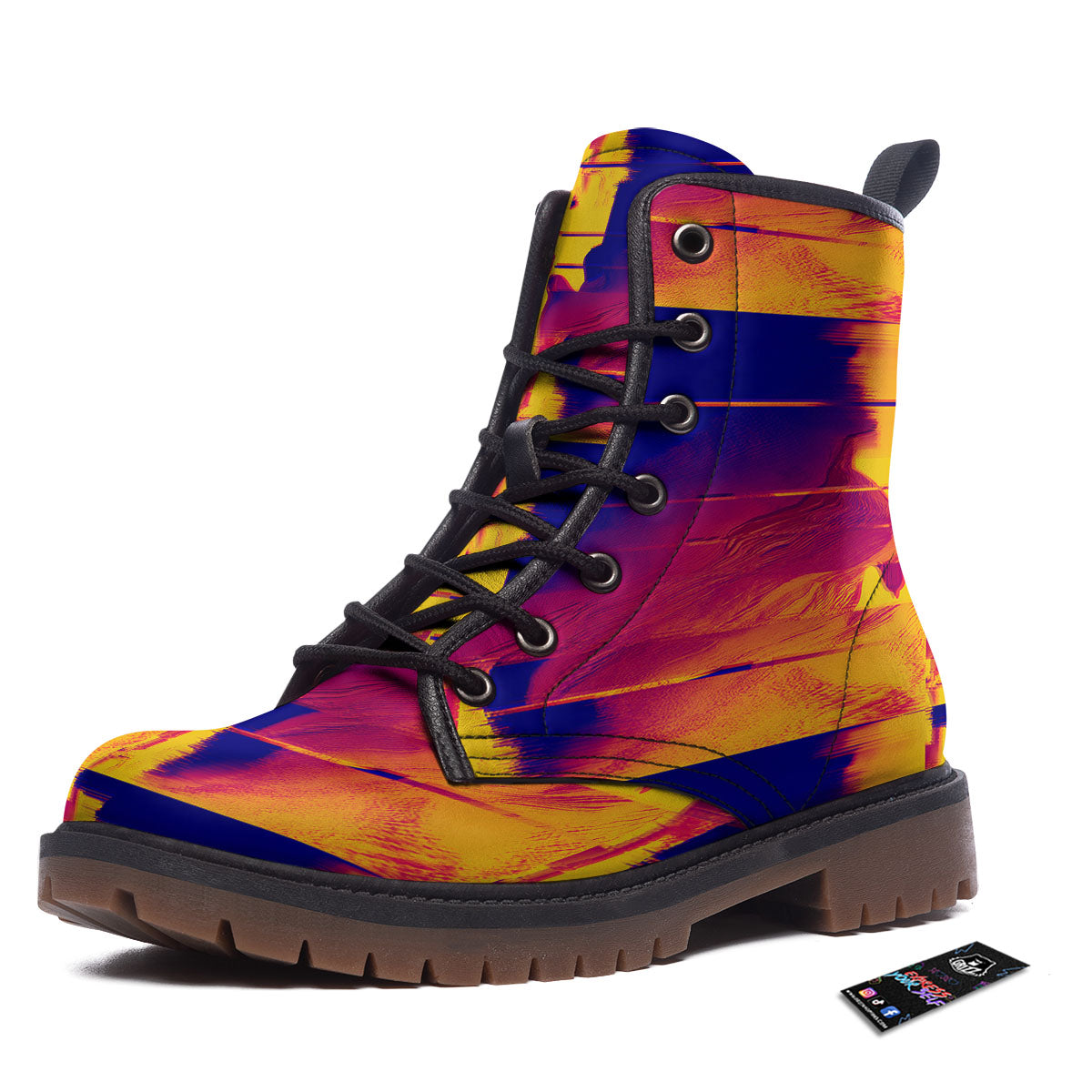 Surface Psychedelic Print Pattern Work Boots-grizzshop